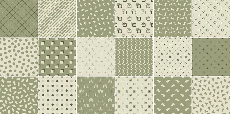 Collection of vector seamless geometric patterns. Unusual stylish textile Stock Illustration