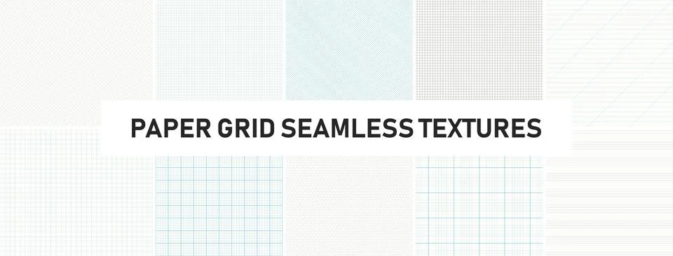 Collection of vector seamless geometric patterns. Grid paper textures. Real.. 스톡 일러스트