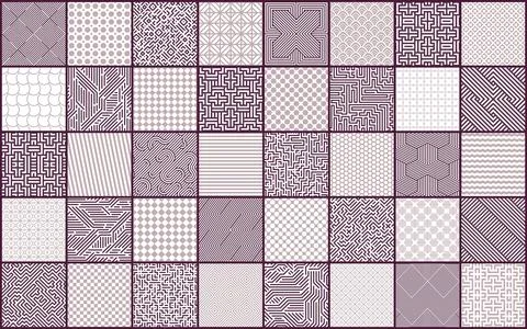 Collection of vector seamless geometric striped patterns. Color creative re.. Illustrazione stock