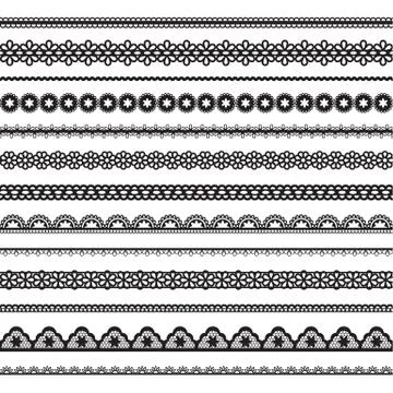 Collection of vector seamless lace Stock Illustration