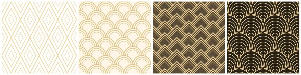 Collection of vector seamless luxury patterns. Ornamental geometric repeatable Stock Illustration