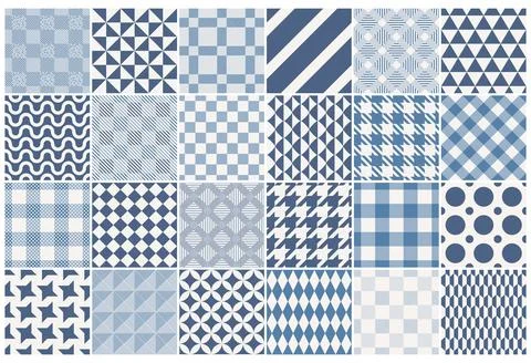 Collection of vector seamless patterns. Simple geometric textures - repeata.. Illustrazione stock