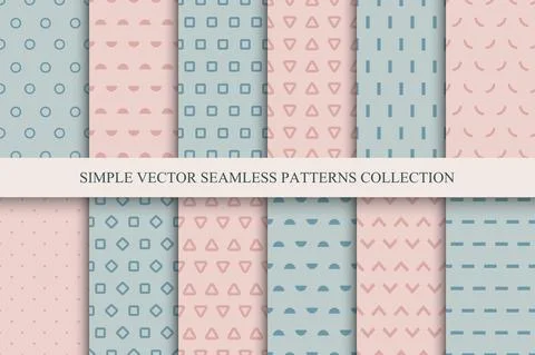 Collection of vector seamless simple patterns - colorful delicate design イラスト素材