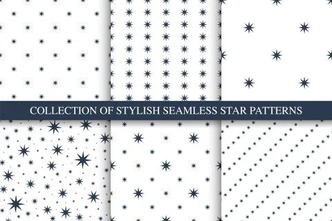 Collection of vector seamless star patterns, simple minimalistic backgrounds イラスト素材