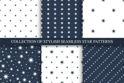 Collection of vector seamless star patterns, decorative backgrounds イラスト素材