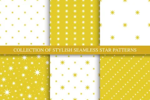 Collection of vector seamless star patterns - festive design. Trendy decorative Stockillustratie