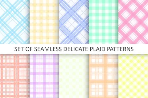 Collection of vector seamless textile geometric patterns - delicate striped 스톡 일러스트