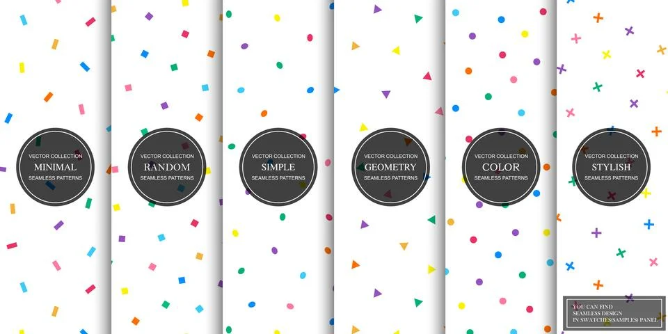 Collection of vector simple seamless celebration patterns. Modern stylish Illustrazione stock