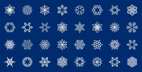 Collection of vector snowlakes. Snow icons set Stock Illustration
