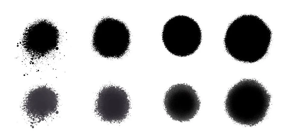 Collection of vector spray strokes, real handmade strokes with circular shape Stock Illustration