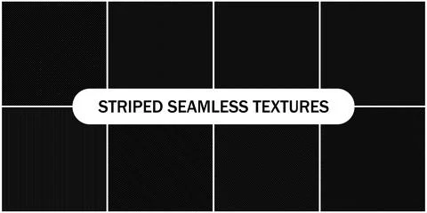 Collection of vector striped seamless geometric dark patterns. Black backgrou Illustrazione stock