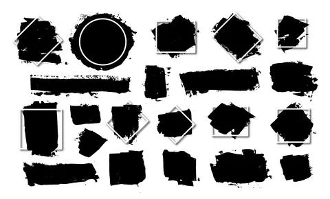 Collection of vector strokes, real handmade strokes with varied shapes and .. Stock Illustration