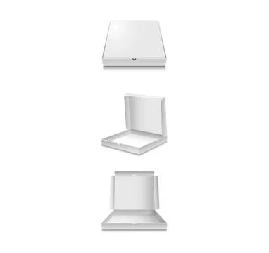 Collection of vector template of cardboard boxes for pizza in different proje Stock Illustration