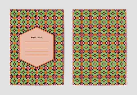 Collection of vector templates with patterns. Portuguese tiles background Stock Illustration