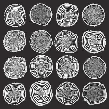 Collection of vector tree rings background Stock Illustration