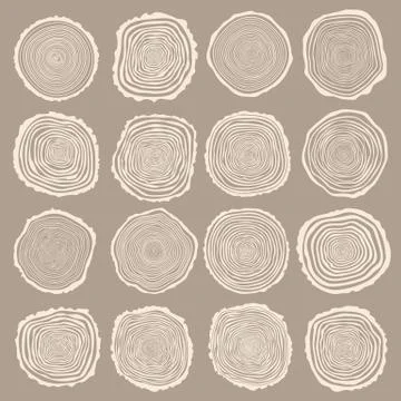 Collection of vector tree rings background Stock Illustration