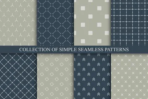 Collection of vector trendy seamless geometric patterns. Creative monochrome Illustrazione stock