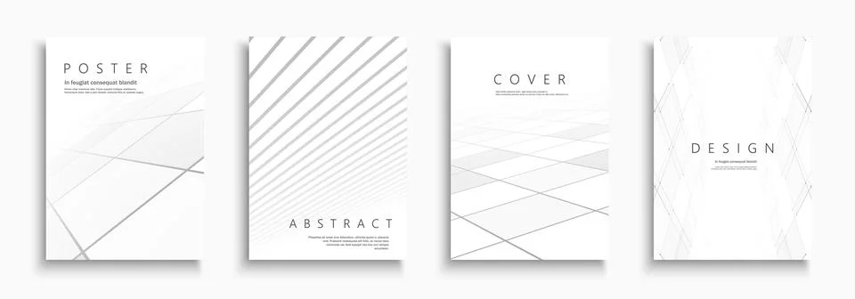 Collection of vector white futuristic infinity posters, placards, brochures.. Illustrazione stock