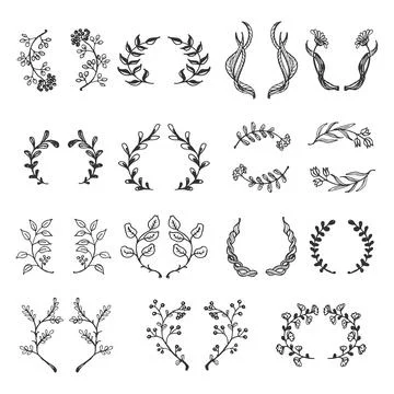 Collection of vector wreaths Stock Illustration
