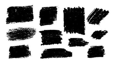 Collection of vectorized strokes made with crayons, real handmade strokes w.. Illustrazione stock