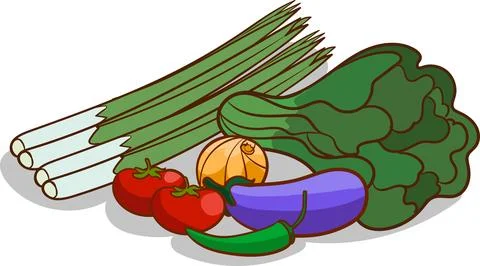 Collection of vegetable element design Stock Illustration