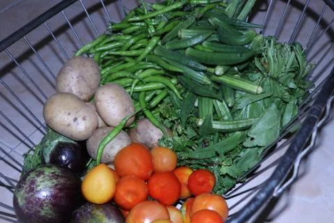 Collection of vegetables in home Stock Photos
