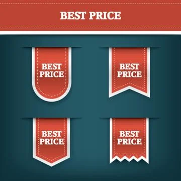 Collection of vertical sales ribbon vector tag icons for product promotion and Stock Illustration