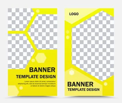 Collection of vertical vector banner templates in yellow Stock Illustration