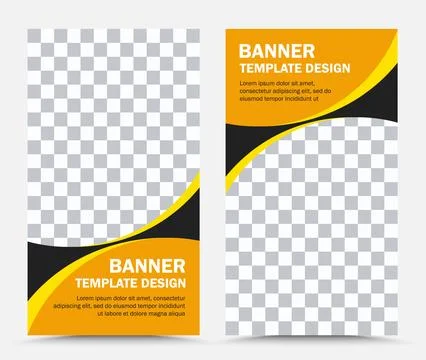 Collection of vertical vector banner templates in black yellow orange white Stock Illustration