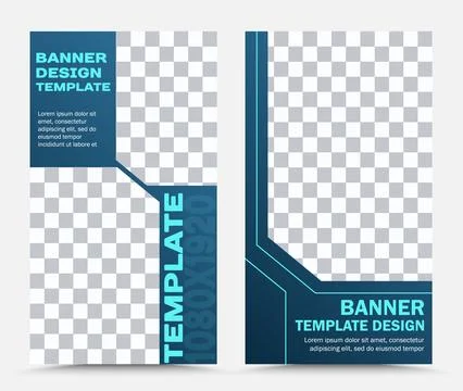 Collection of vertical vector banner templates in blue Stock Illustration