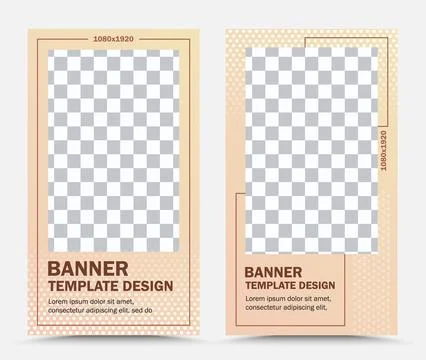 Collection of vertical vector banner templates in beige Stock Illustration