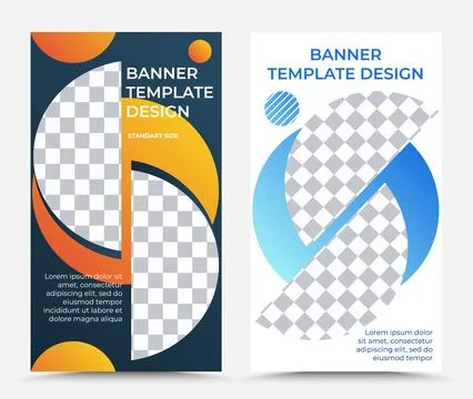 Collection of vertical  vector banner templates in grey blue orange white Stock Illustration