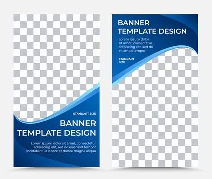 Collection of vertical vector banner templates in blue Stock Illustration
