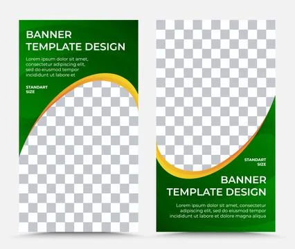 Collection of vertical vector banner templates in green yellow orange Stock Illustration