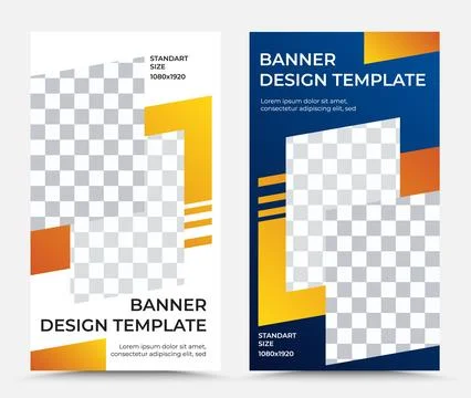 Collection of vertical vector banner templates in blue orange white Stock Illustration