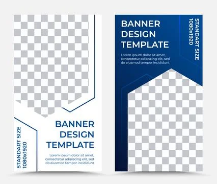 Collection of vertical vector banner templates in blue white Stock Illustration