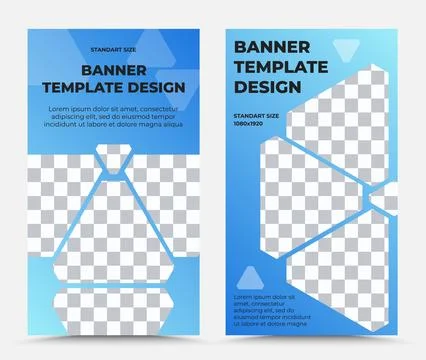 Collection of vertical vector banner templates in blue black Stock Illustration