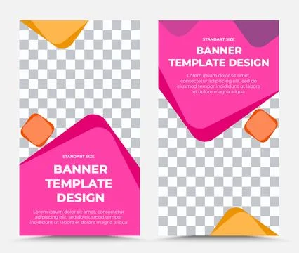 Collection vertical vector banner templates in pink orange white Stock Illustration