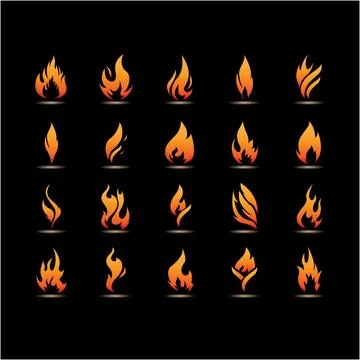Collection of vibrant flame illustrations Stock Illustration