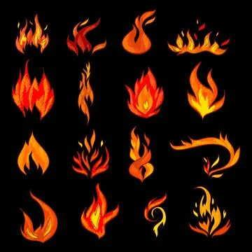 Collection of vibrant flame illustrations Stock Illustration