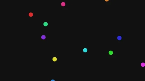 A collection of vibrant neon colored dots scattered on a deep black background Stock Footage 335117687