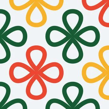 Collection of vibrant seamless linear patterns with clover shapes on a festiv Stock Illustration