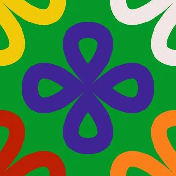 Collection of vibrant seamless linear patterns with clover shapes on a festiv Stock Illustration