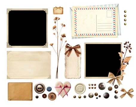 Collection of vintage elements for scrapbooking. Nostalgic set of retro pho.. Stock Illustration