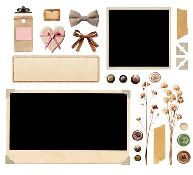 Collection of vintage elements for scrapbooking. Nostalgic set of retro pho.. 库存照片