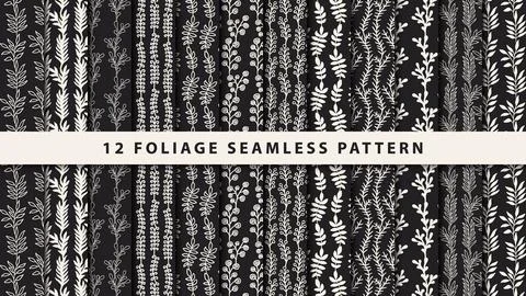 Collection vintage foliage seamless pattern Stock Illustration