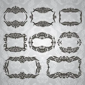 Collection of vintage frames Stock Illustration