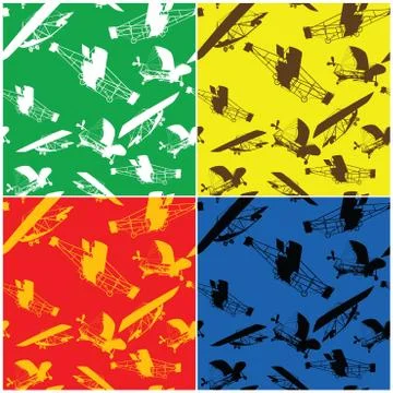 Collection of vintage planes patterns Stock Illustration