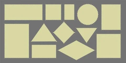 Collection of vintage postage stamp frames with perforated edges on a dark Stock Illustration