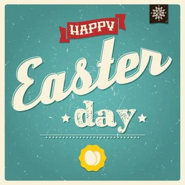 Collection of vintage retro Easter labels, stickers, badges and ribbons, vect Stock Illustration